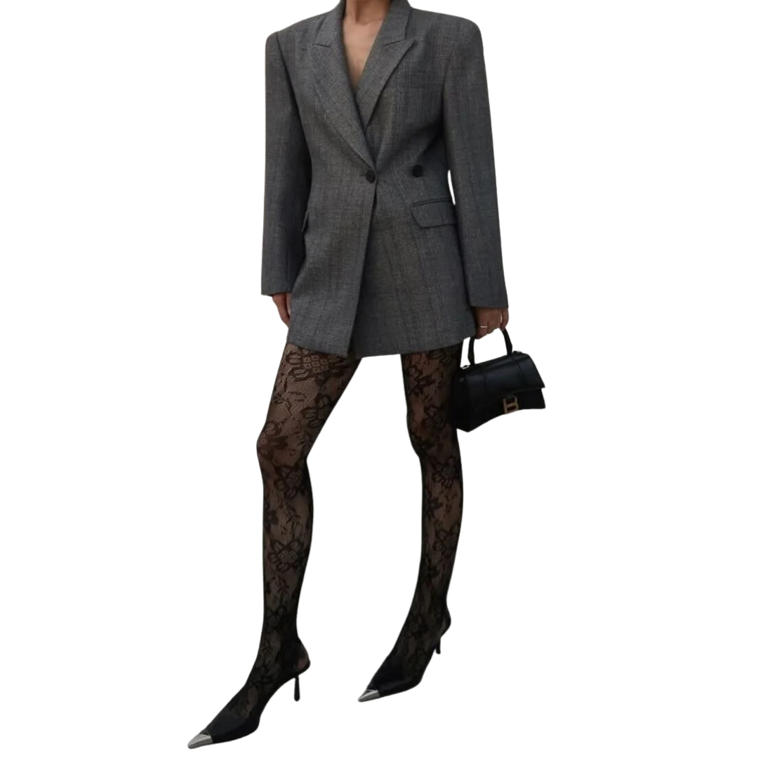 Pova Siyah Dantelli Külotlu Çorap