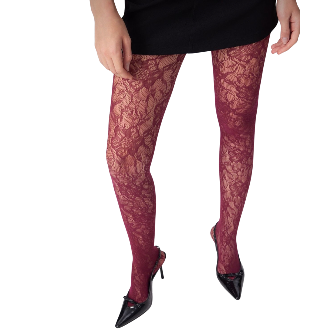 Dova Kırmızı Desenli Külotlu Çorap